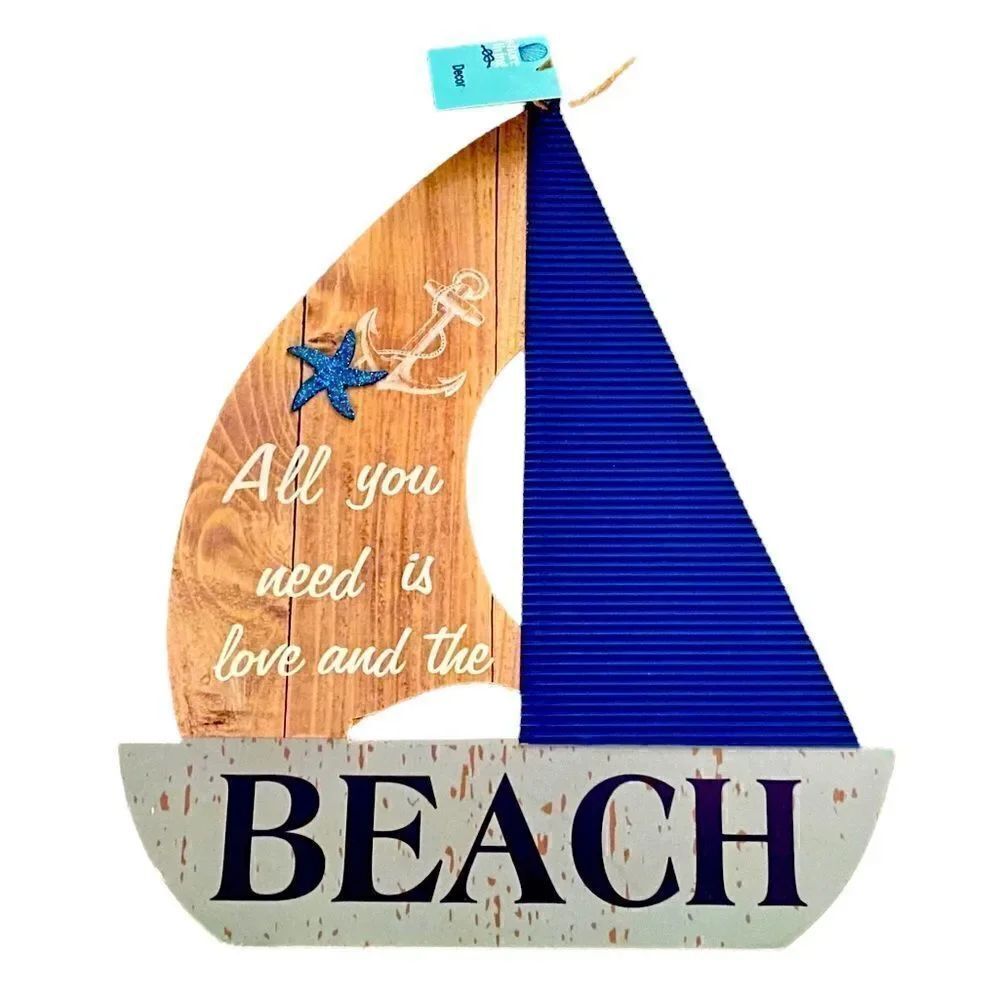 Nautical Boat/ Sailboat Beach Coastal Sign NWT